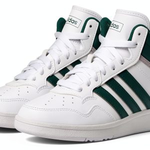 adidas Kids Basketball Shoes Mid Top White Green-0