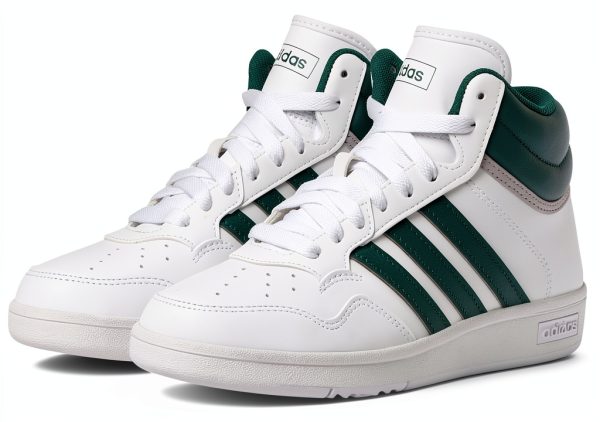 adidas Kids Basketball Shoes Mid Top White Green-0