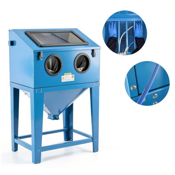 Parts-Diyer 90 Gallon Sandblasting Cabinet Blue Steel-2