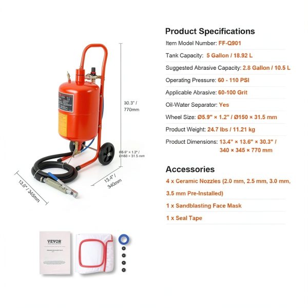 VEVOR 5 Gallon Sand Blaster Tool Home Improvement-6