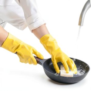EcoGuard Reusable Safety Glove Liners Cuff Home Cleaning Gloves Yellow-0
