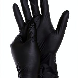 Ergonomic Disposable Nitrile Gloves 100pcs Black Lining for Kitchen-0