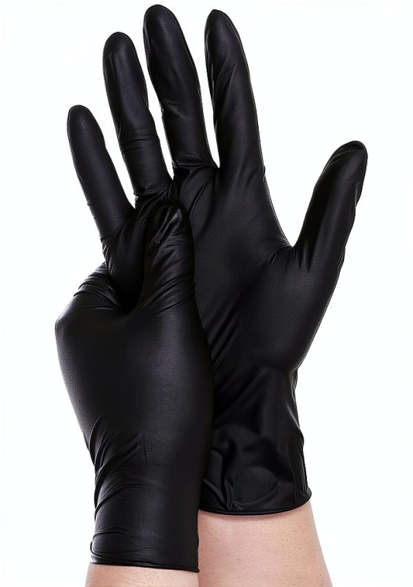 Ergonomic Disposable Nitrile Gloves 100pcs Black Lining for Kitchen-0