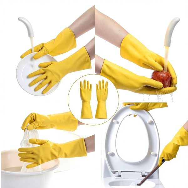 EcoGuard Reusable Safety Glove Liners Cuff Home Cleaning Gloves Yellow-5